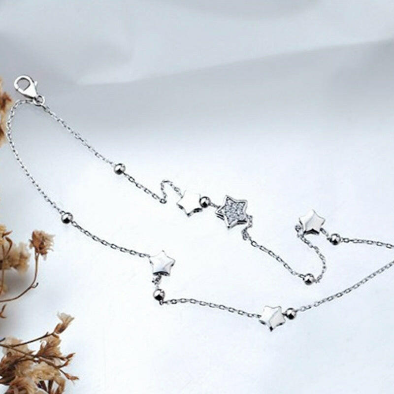 Silver-Plated Double-Layer Five-Pointed Star Bracelet