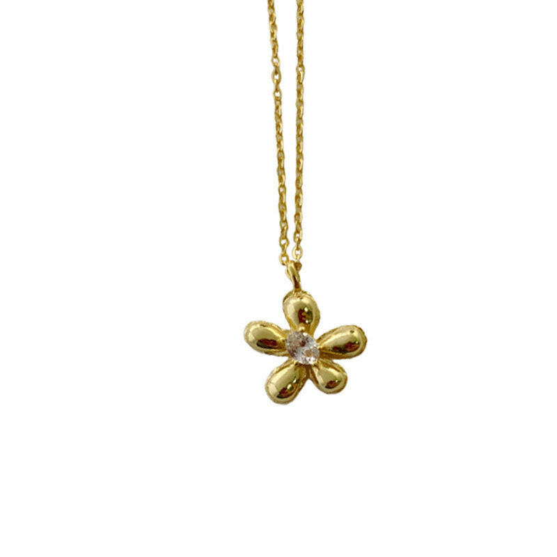 S925 Sterling Silver Egg Flower Necklace