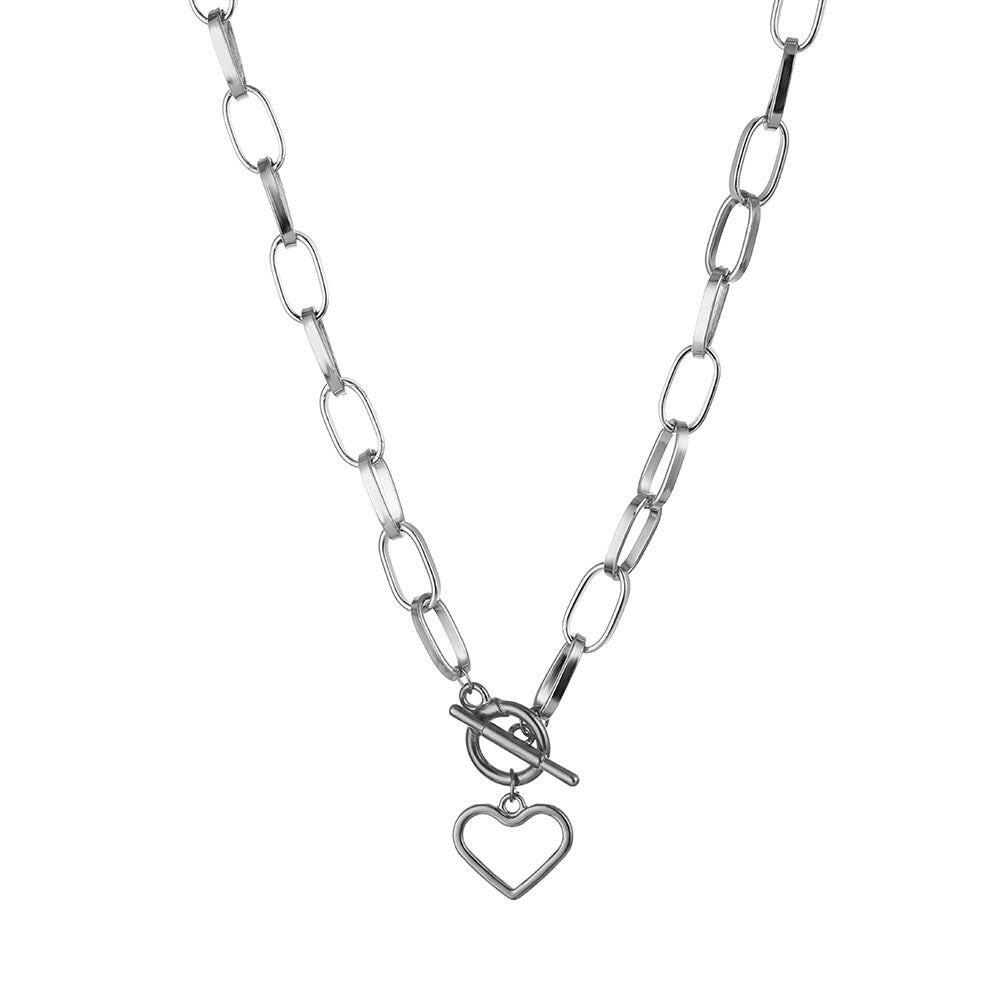 Retro Hip Hop Heart Buckle Love Necklace
