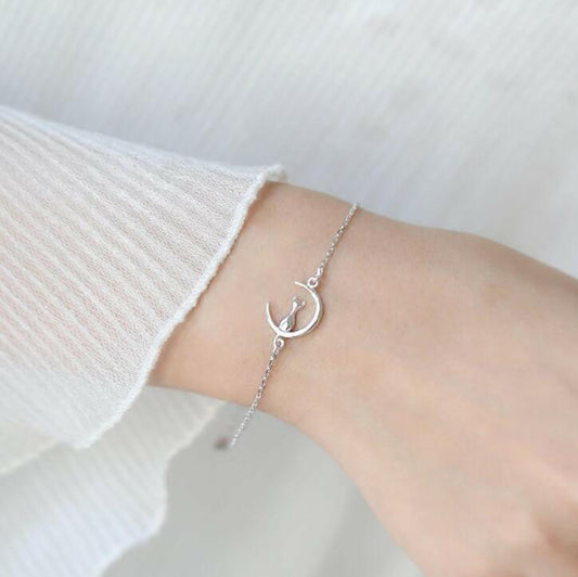 Cat on Moon Bracelet Necklace
