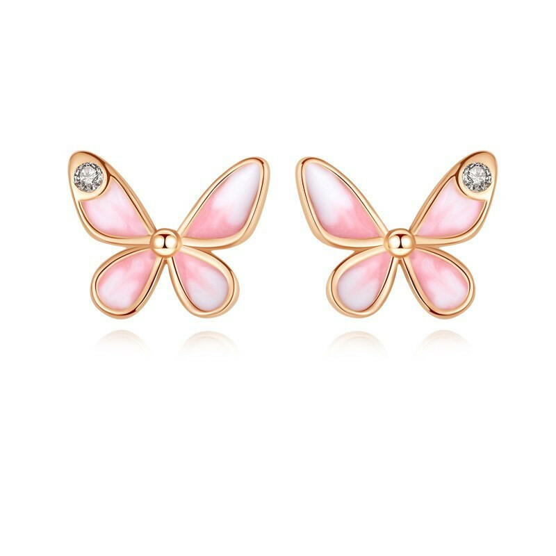 Mini Butterfly Earrings in Silver Rose gold