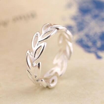 S925 Leaf Hollow Silver Ring