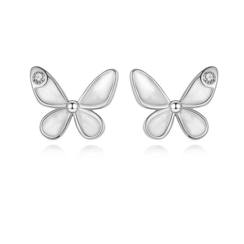 Mini Butterfly Earrings in Silver Platinum