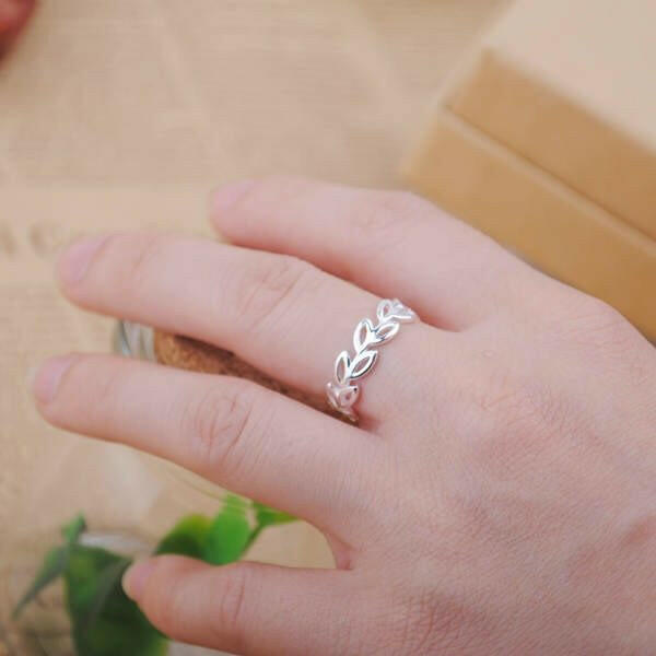 S925 Leaf Hollow Silver Ring