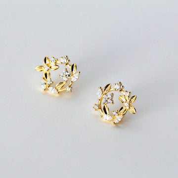 Silver Four-Leaf Clover Stud Earrings