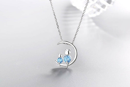 Blue  Moon Bunny Necklace