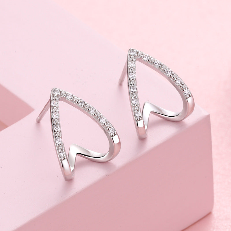 Hollow Out Triangle Zircon Earrings for Women