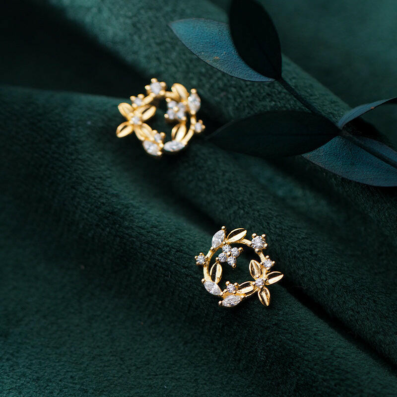 Silver Four-Leaf Clover Stud Earrings