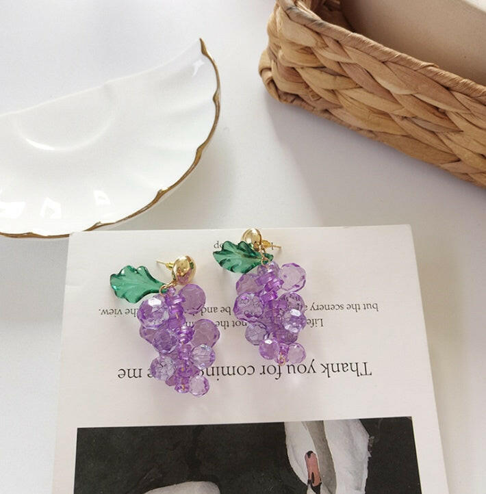 Korean Style Grape Earrings - Fruit-Inspired Accessories