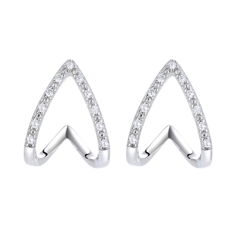 Hollow Out Triangle Zircon Earrings for Women
