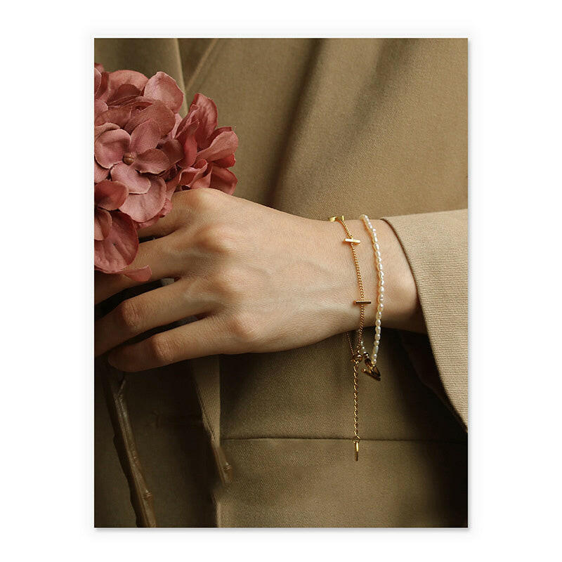 Geometric Brass Bracelet for Women - Minimalist Elegance