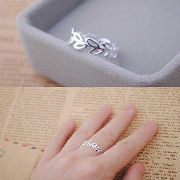 S925 Leaf Hollow Silver Ring