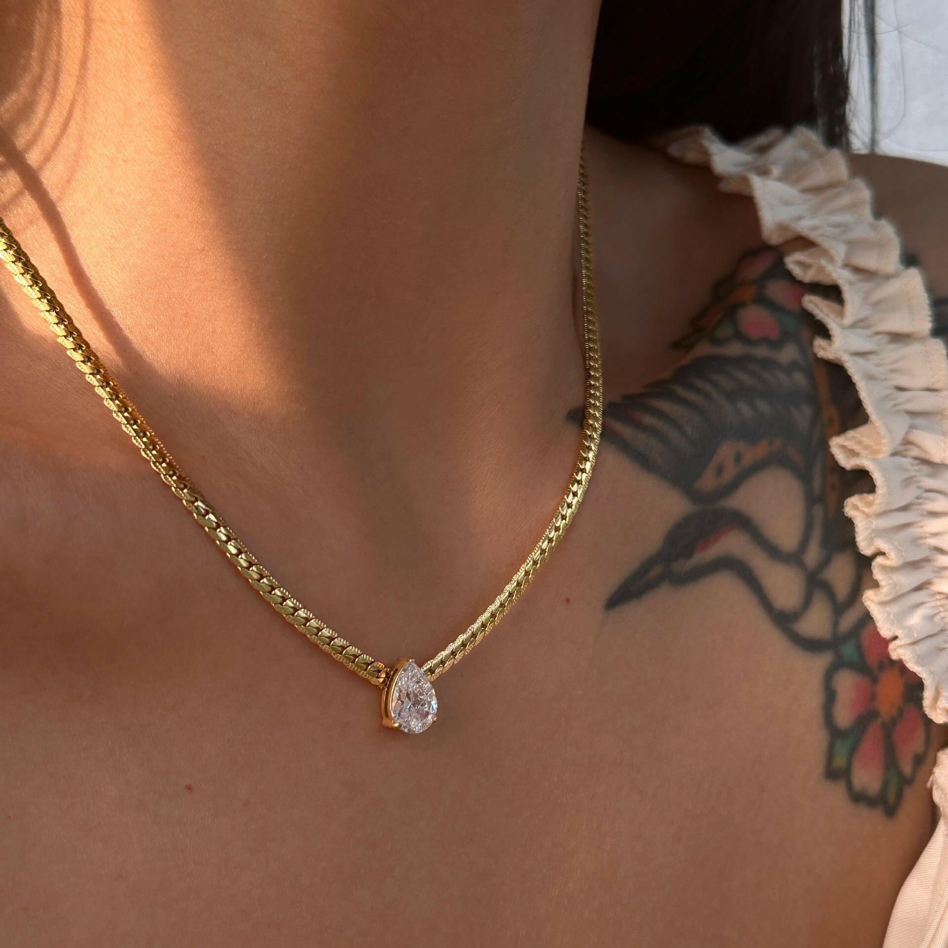 Vintage 18K Gold Plated Titanium Steel Chain Necklace