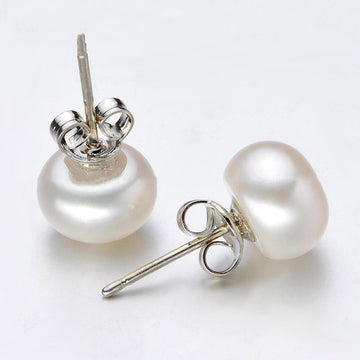 Elegant Korean Style Pearl Earrings White