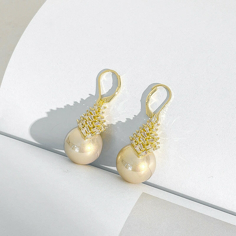 Elegant Gold-Plated Tassel Earrings with Zircon Inlay A