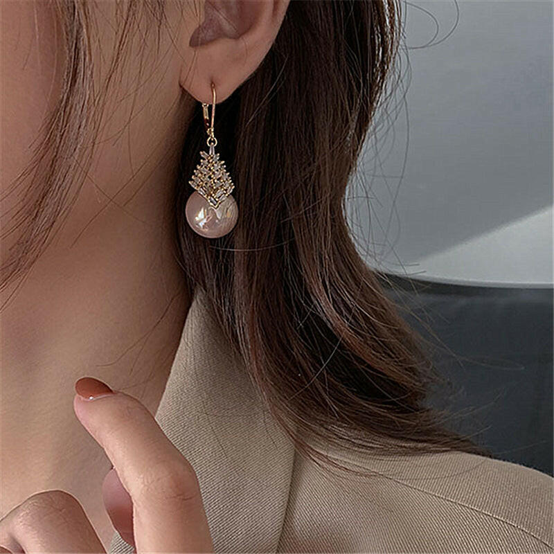 Elegant Gold-Plated Tassel Earrings with Zircon Inlay