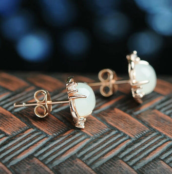 Vintage Ice Transparent Chalcedony Flower Earrings