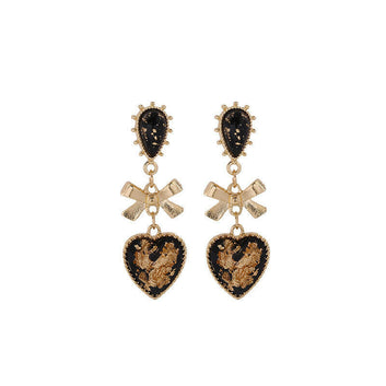 High-Quality Resin Heart-Shaped Bow Earrings