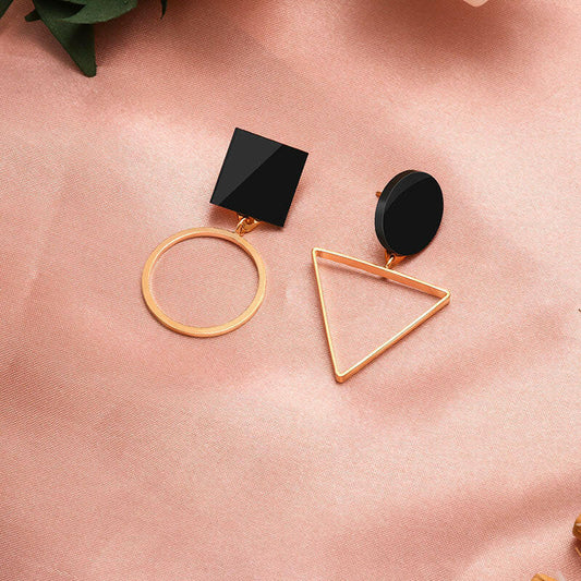 Korean Round Geometric Earrings for Women