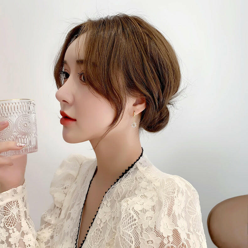 Early Spring Korean Flower Zircon Chain Earrings