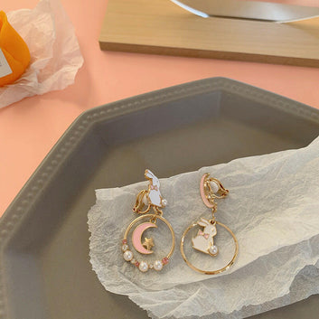 Silver Needle Pearl Earrings for Girls