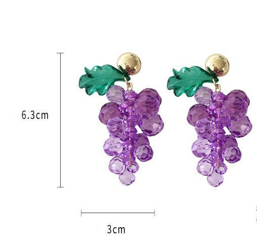 Korean Style Grape Earrings - Fruit-Inspired Accessories