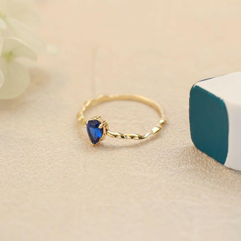 Sapphire Glow Water Drop Ring