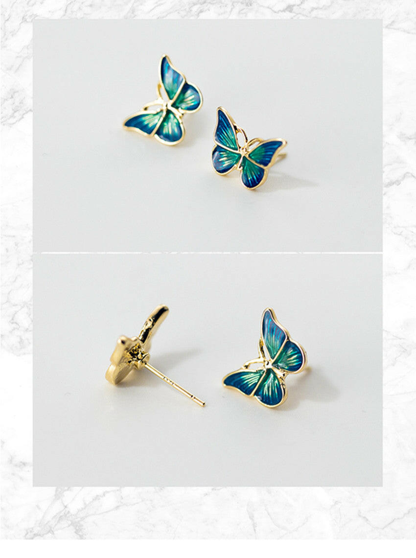 Elegant 925 Silver Butterfly Stud Earrings