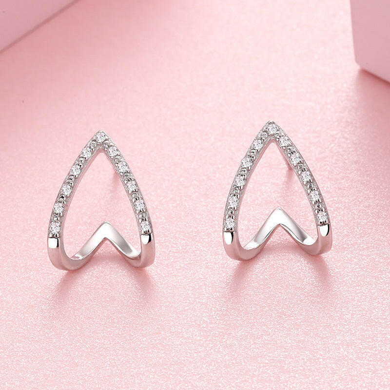 Hollow Out Triangle Zircon Earrings for Women