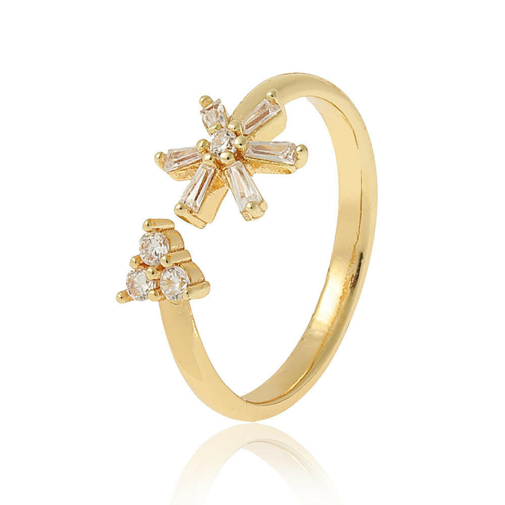 Jeweleze Blooming Grace Ring with Colorful Stones White Adjustable Opening