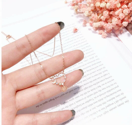 Korean Heart-Shaped Alloy Earrings for Women B necklace