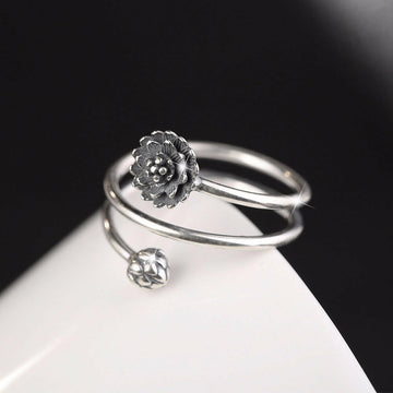 Personalized Simple Lotus Ring - Creative Silver Jewelry