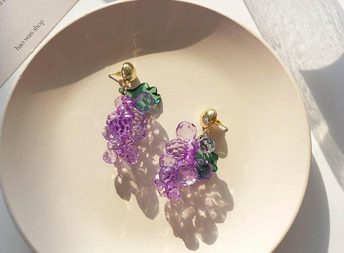 Korean Style Grape Earrings - Fruit-Inspired Accessories