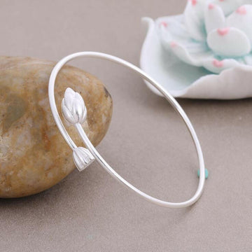 Flower Silver Plated Copper Bangles