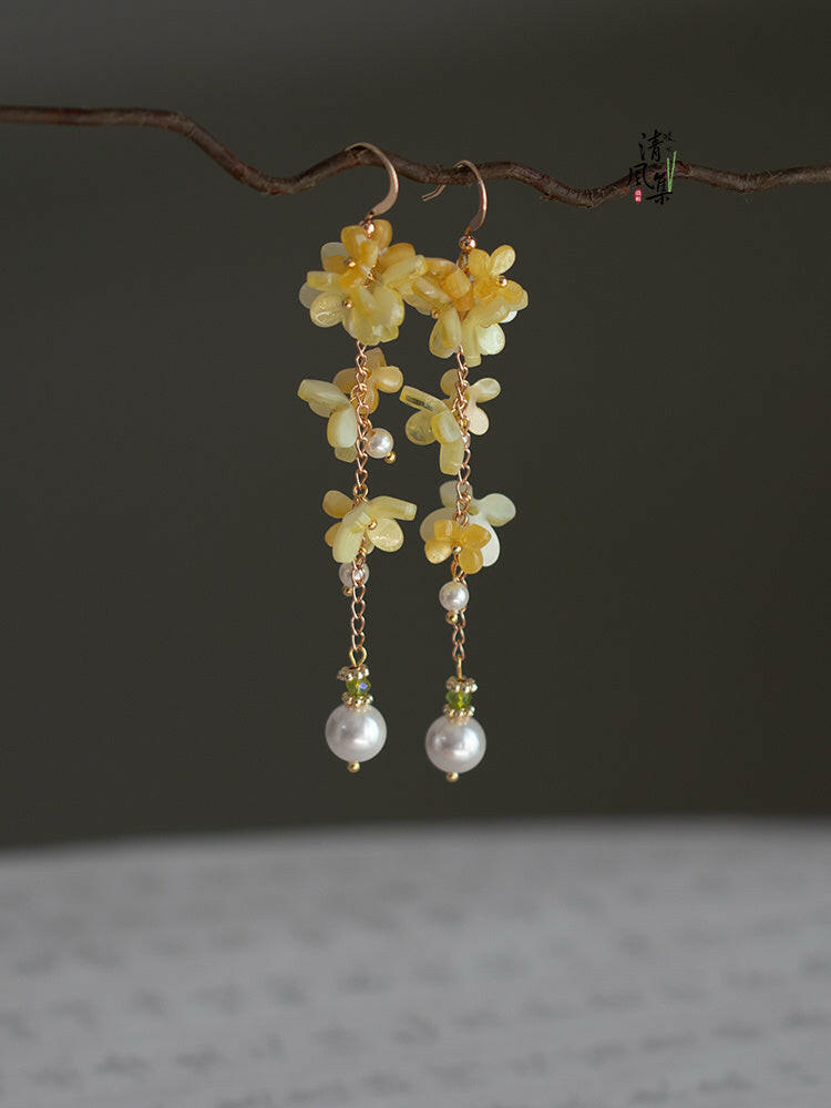 Cheongsam Flower Tassel Earrings