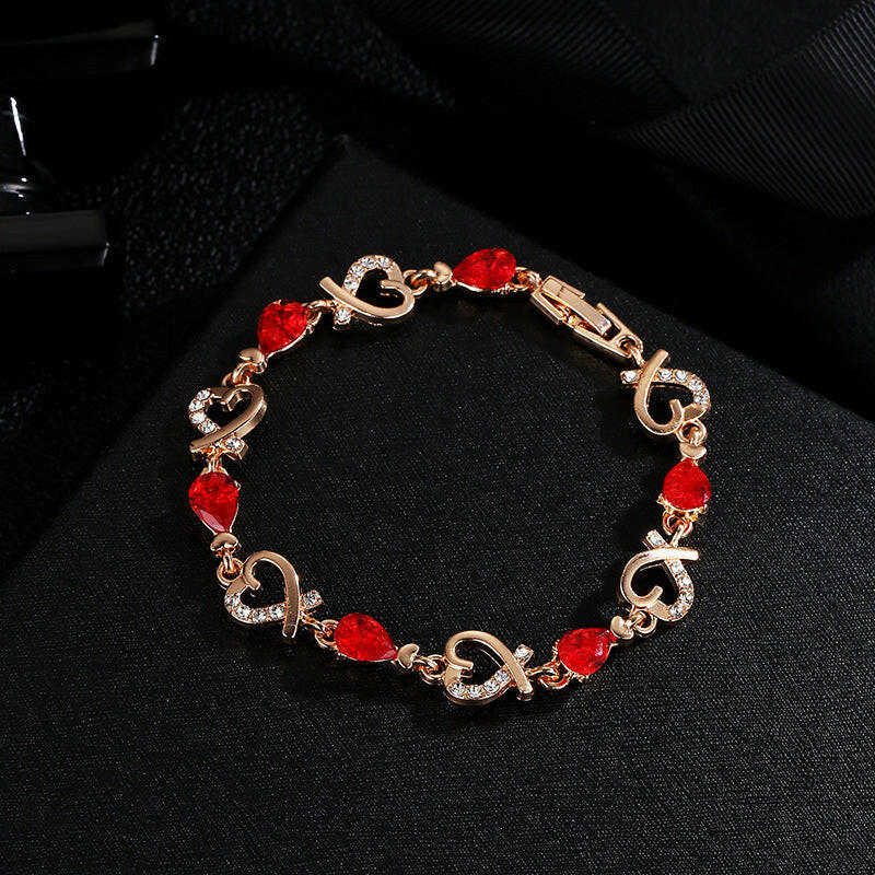 Hollow Love Rhinestone Heart Bracelet