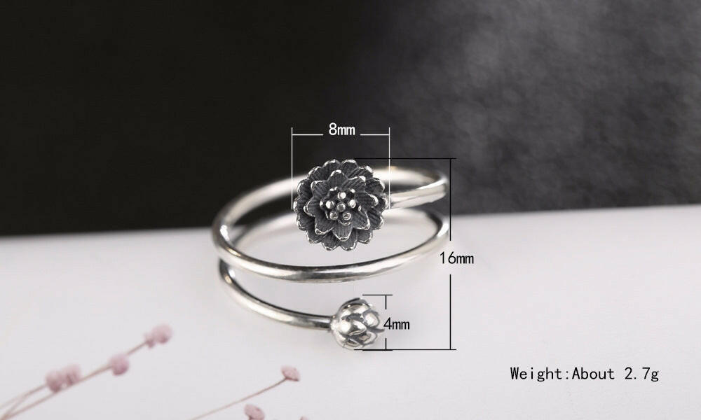 Personalized Simple Lotus Ring - Creative Silver Jewelry