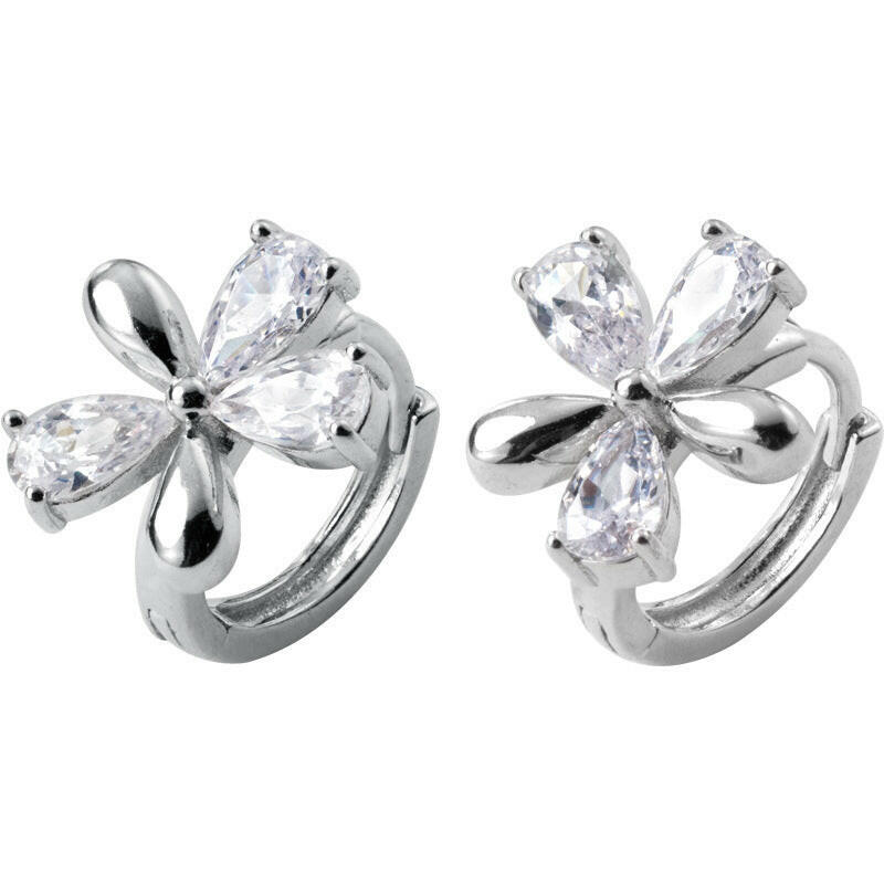 Five-Petal Flower Earrings Silver