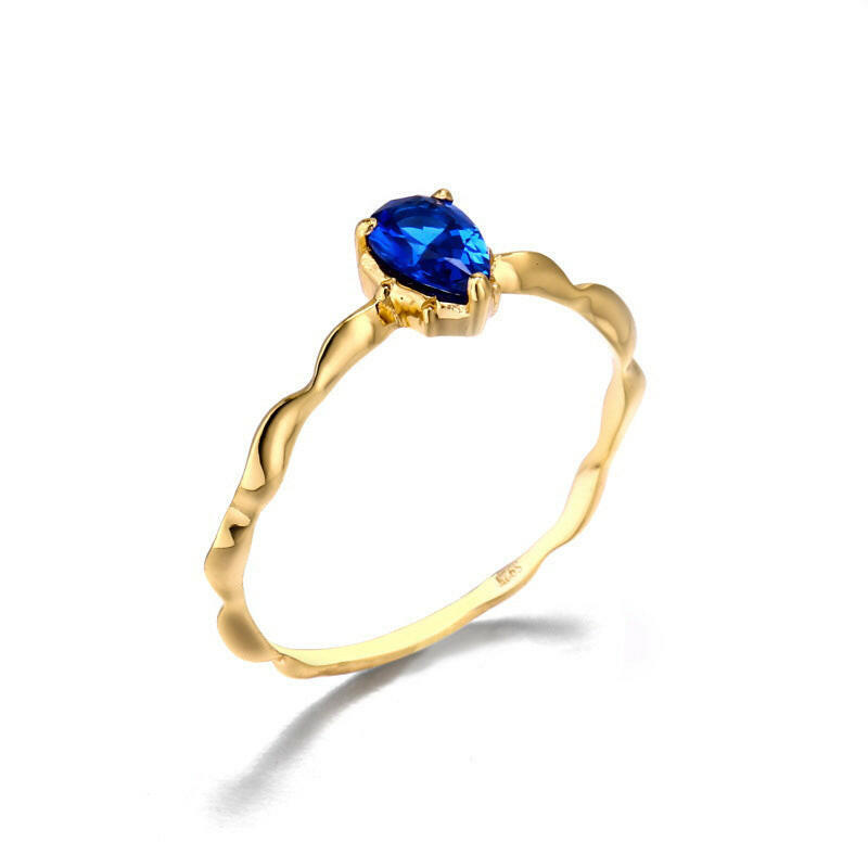 Sapphire Glow Water Drop Ring