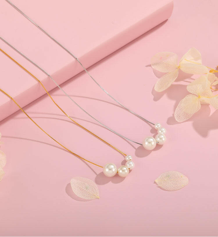 S925 Silver Simple Pearl Necklace for Women