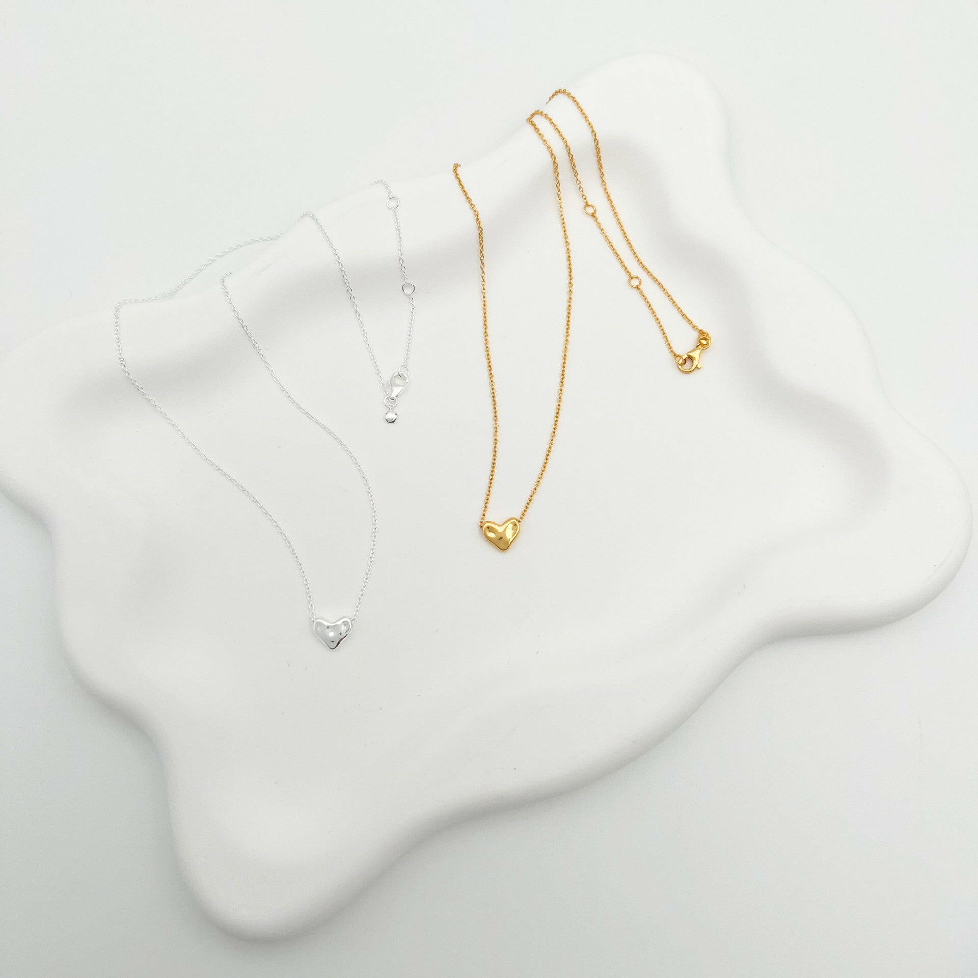 Flowing Heart-Shaped Sterling Silver Necklace