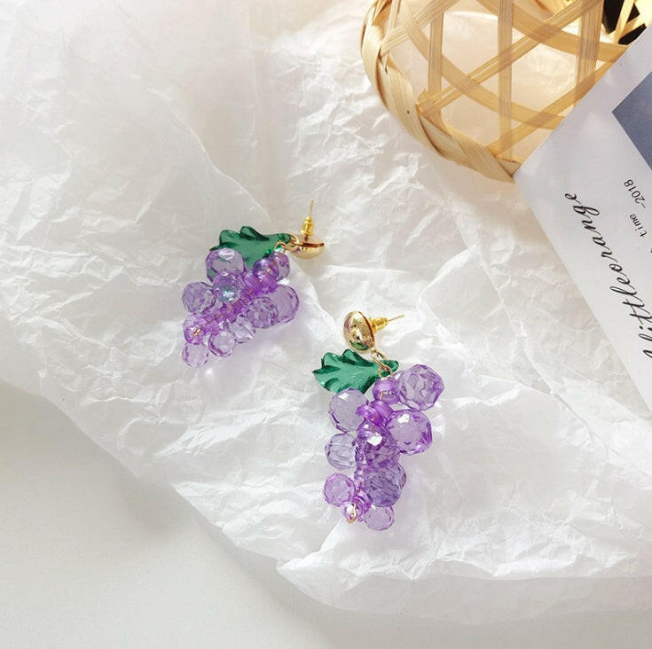 Korean Style Grape Earrings - Fruit-Inspired Accessories Stud earring