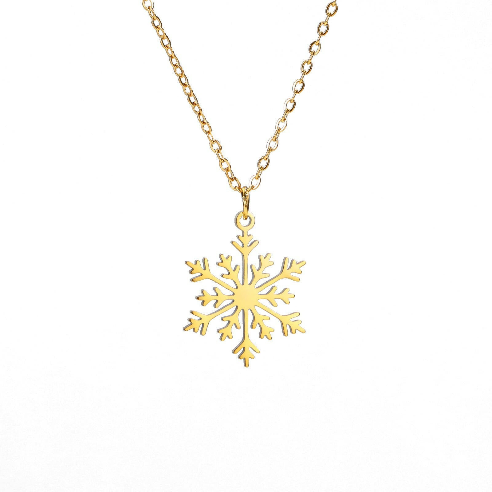 Elegant Women's Snowflake Pendant Necklace Gold