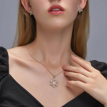 3-Piece Snowflake Jewelry Set with Rhinestones