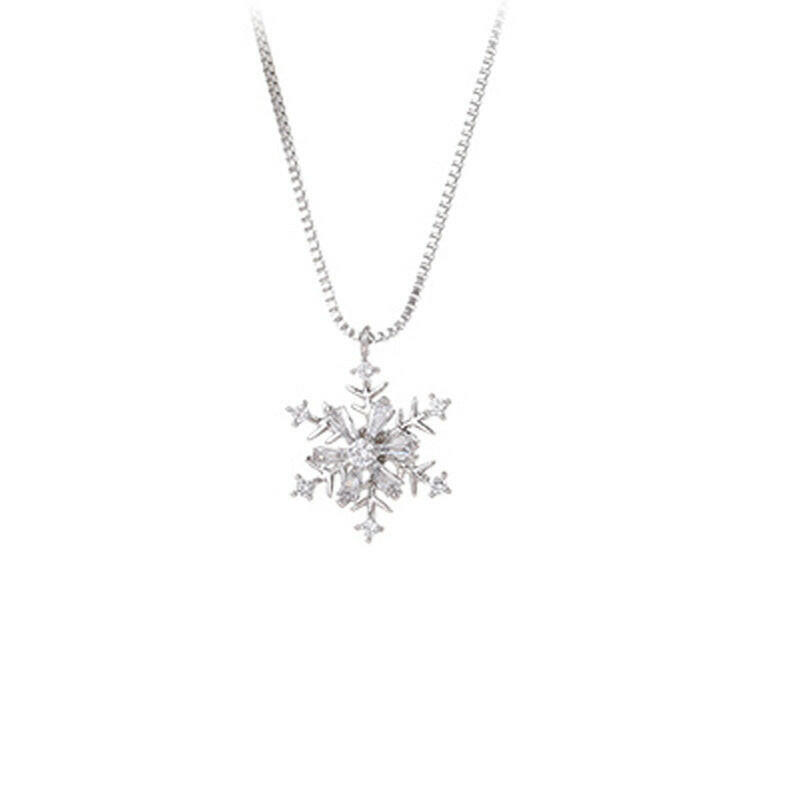 Christmas Zircon Ice Crystal Snowflake Necklace
