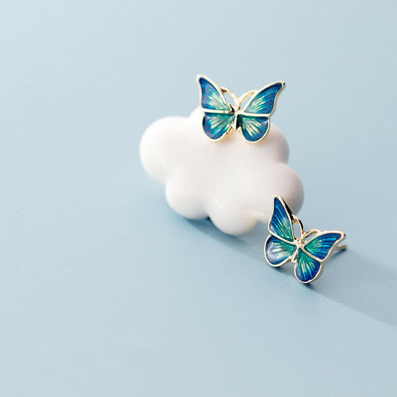 Elegant 925 Silver Butterfly Stud Earrings