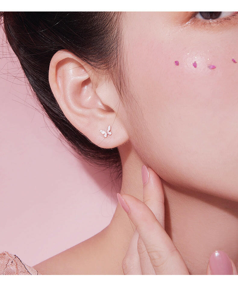 Mini Butterfly Earrings in Silver
