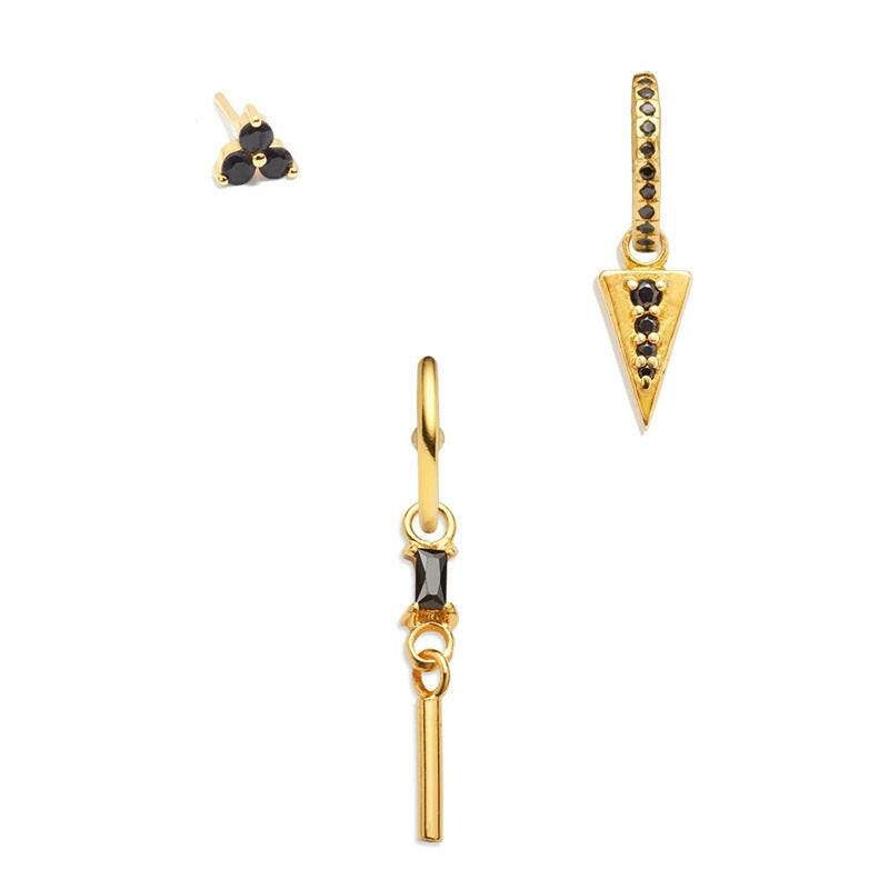 Geometric Copper Earrings Set - 3 Pieces 4 Style