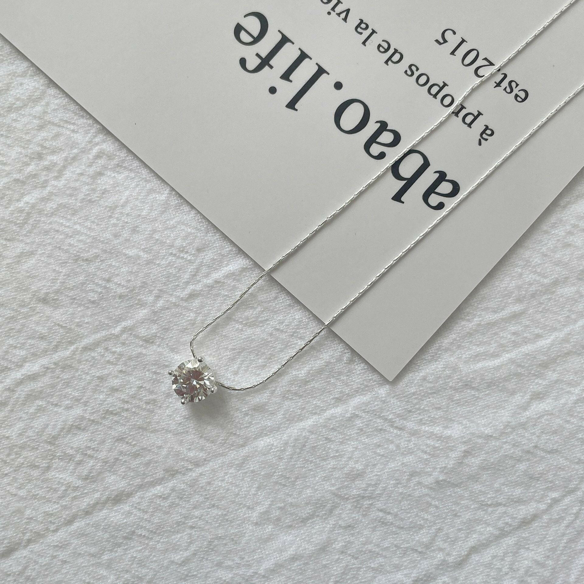S925 Sterling Silver Diamond Pendant Snake Bones Necklace Plain Silver 925 Silver