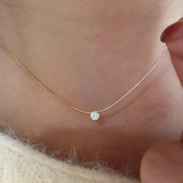 S925 Sterling Silver Diamond Pendant Snake Bones Necklace
